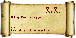 Klopfer Kinga névjegykártya