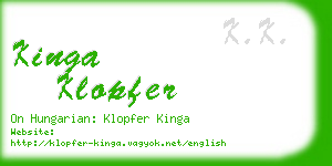 kinga klopfer business card